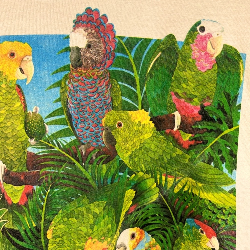 Amazon Parrots Tropical Jungle Long Sleeve Tee Shirt 1992 Firefly Studios Birds - Picture 7 of 17
